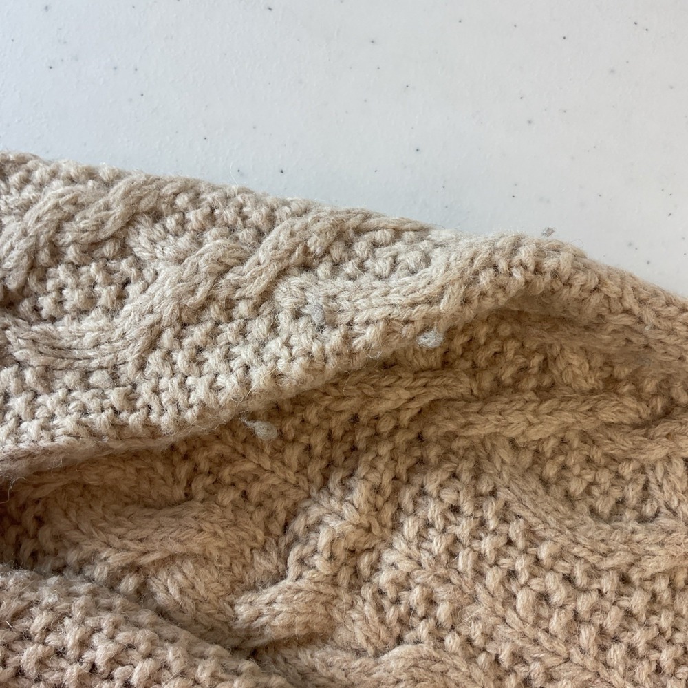 VTG J Crew Wool Chunky Hand Knit Cable Sweater Fisherman Heavyweight Mens L Tall - Picture 7 of 8